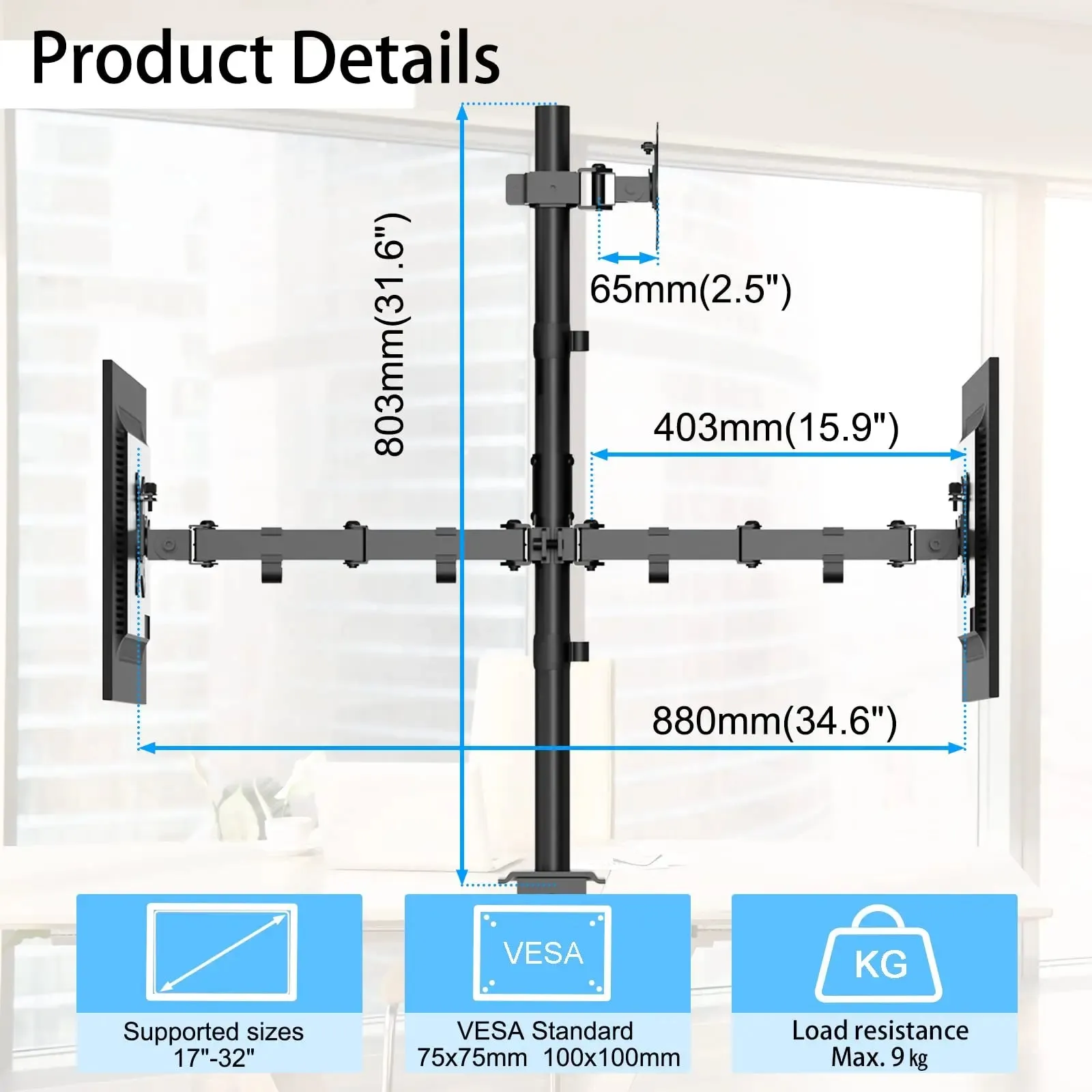 PUTORSEN Triple Monitor Arm For 17-32 Screens