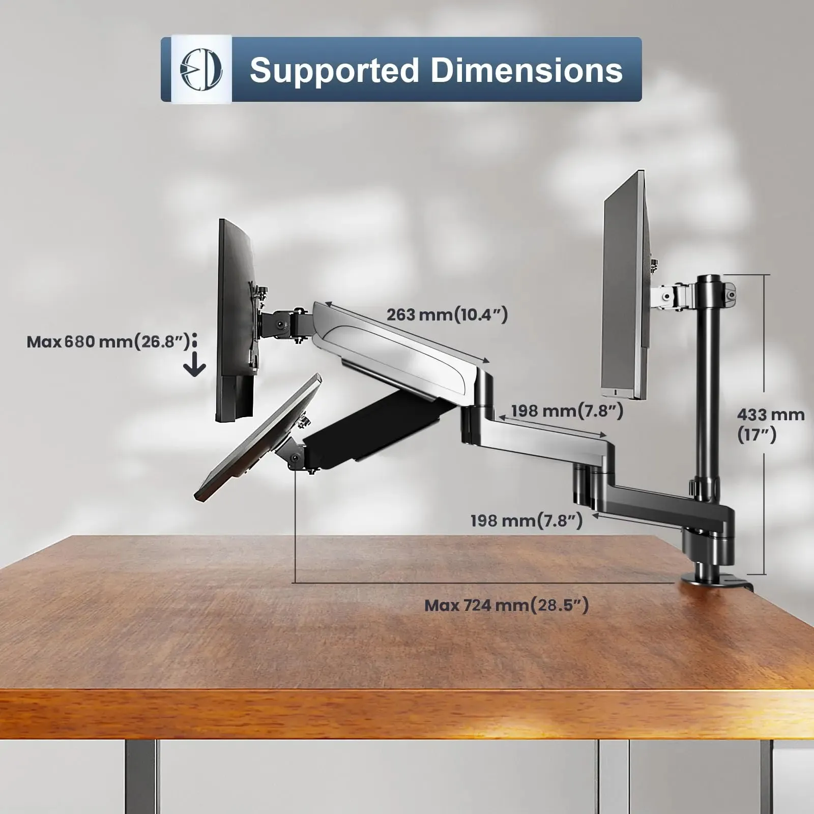 PUTORSEN Triple Monitor Arm for PC Monitors 17-27 inch Monitor/Screen Stand