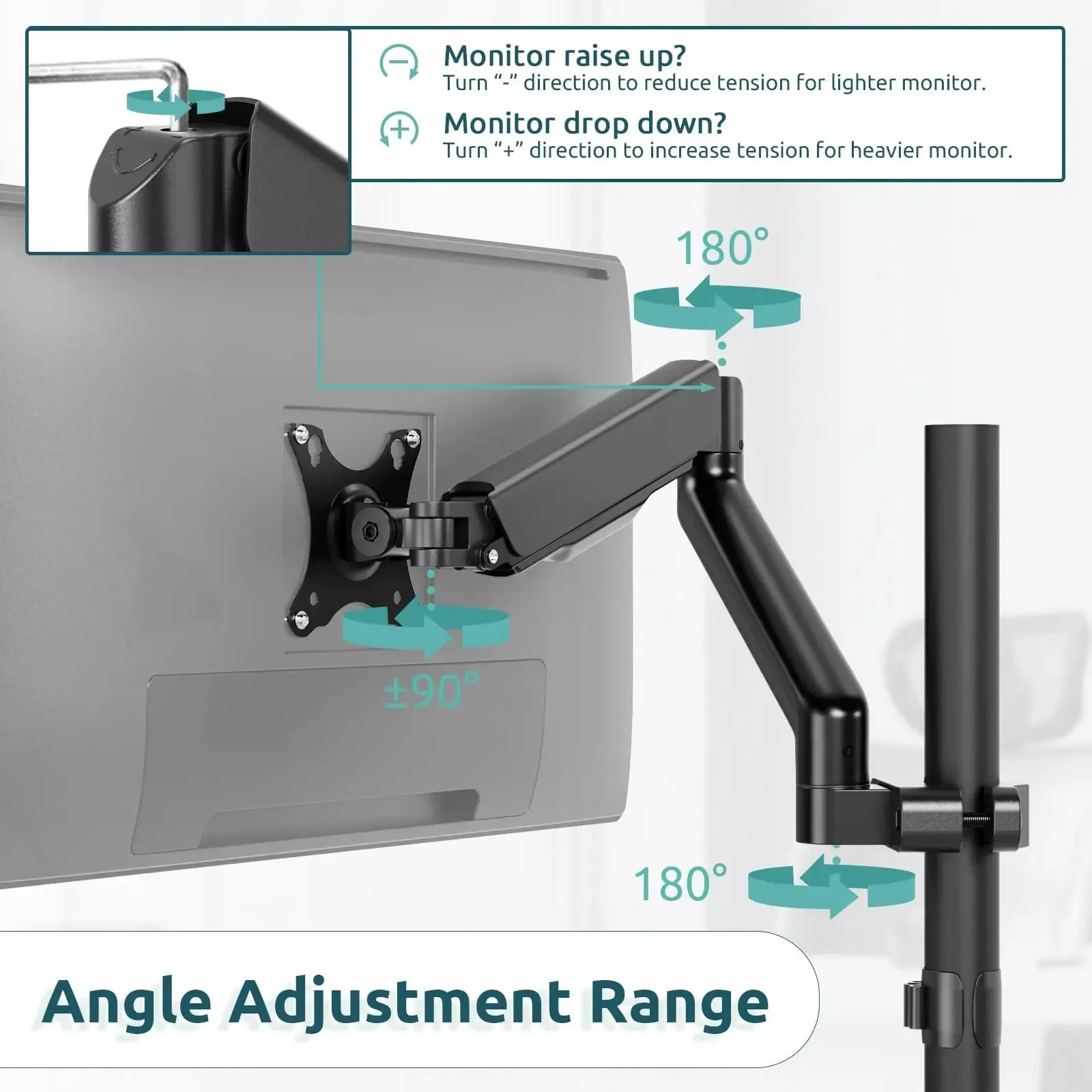 PUTORSEN VESA pole monitor mount for 17-32”Screens, Max Load 9KG