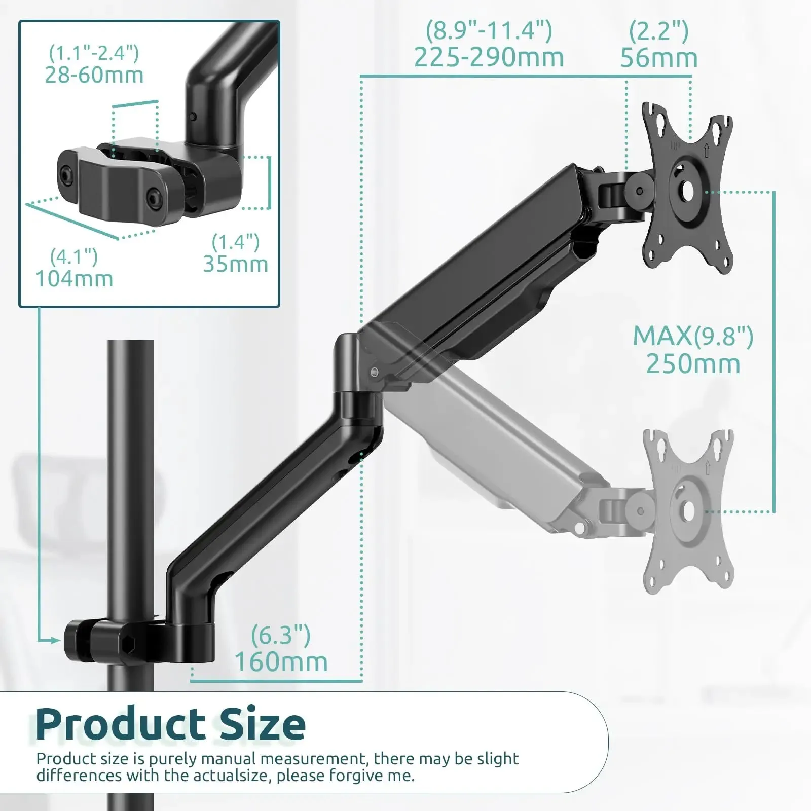 PUTORSEN VESA pole monitor mount for 17-32”Screens, Max Load 9KG