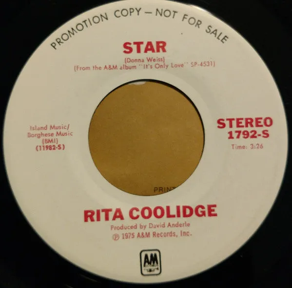 Rita Coolidge - Star (7", Promo) (VG )