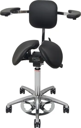 Salli Expert Two-part seat Chair wth Back rest and elbow supports, For demanding precision work, in e.g. operating theatres, dentist clinic, Black