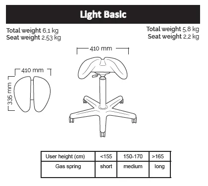 Salli Light Basic Chair Saddle Stool (Finland Brand)