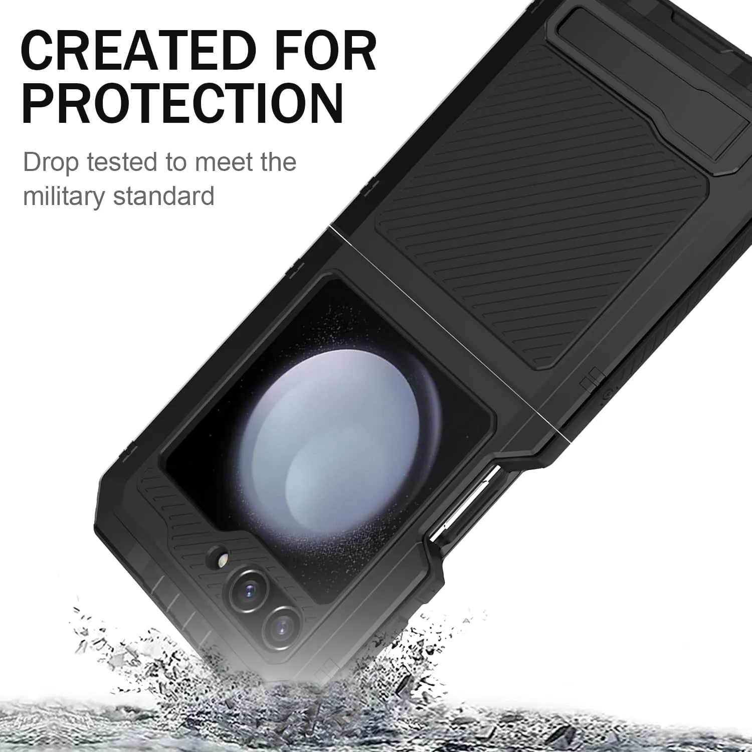 Samsung Galaxy Z Flip 5 Case Rugged Heavy Duty Metal Protective Cover Case