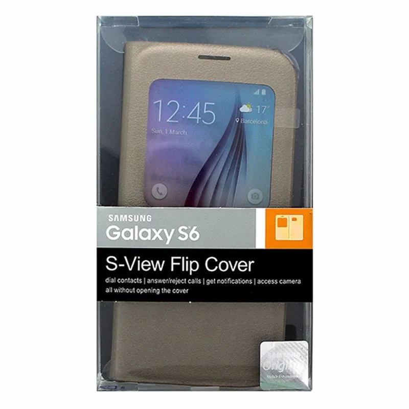 Samsung S-View Flip Cover Case for Samsung Galaxy S6 Gold