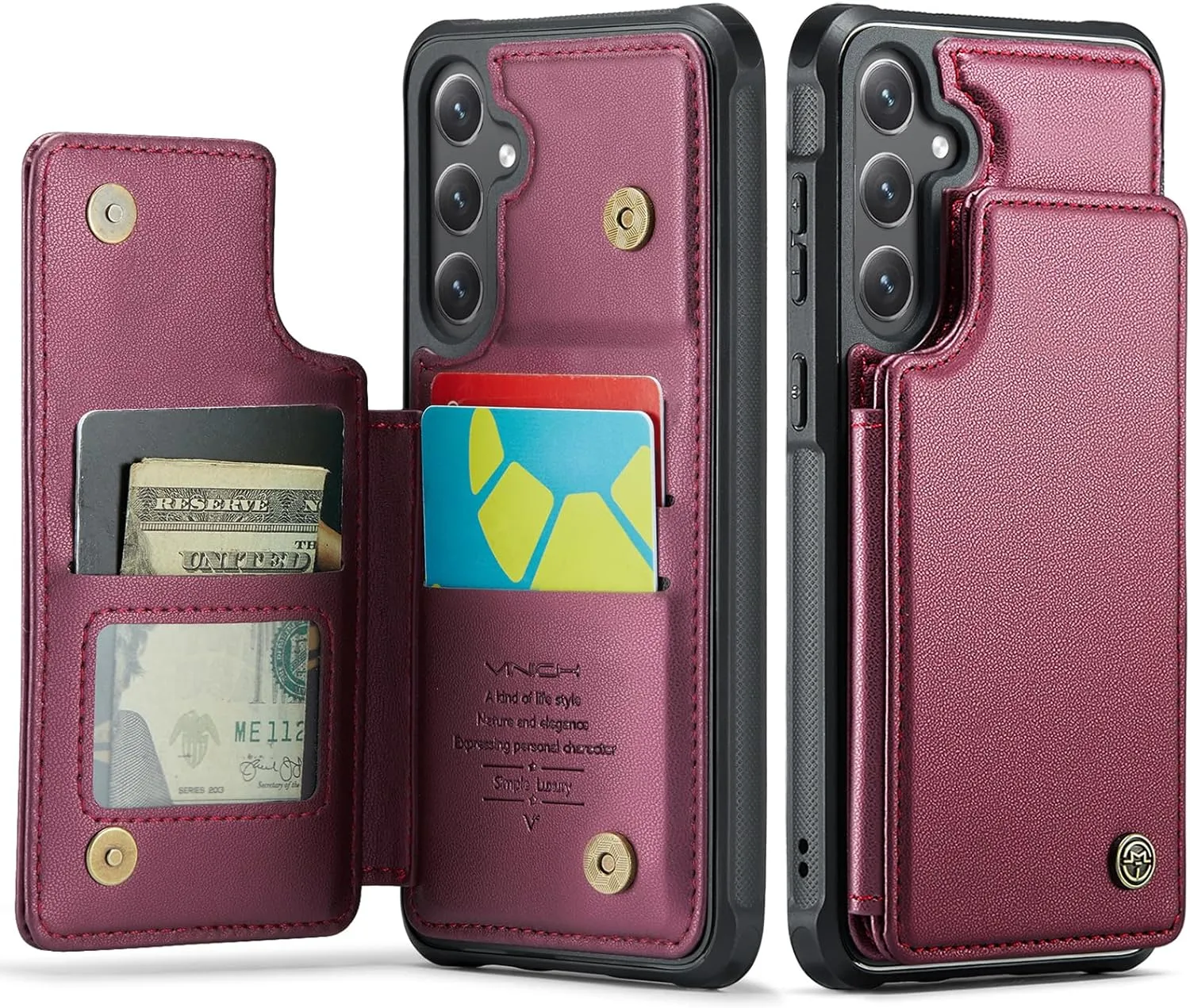 Samsung S24 Wallet RFID Blocking, Durable Kickstand Shockproof Case