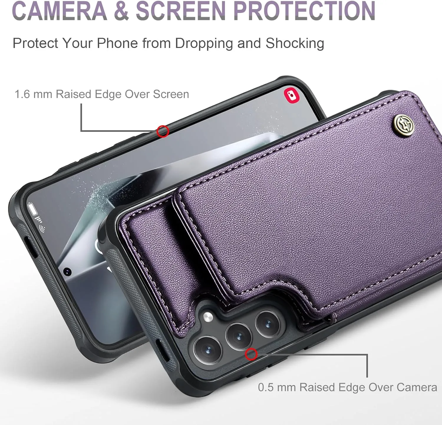 Samsung S24 Wallet RFID Blocking, Durable Kickstand Shockproof Case