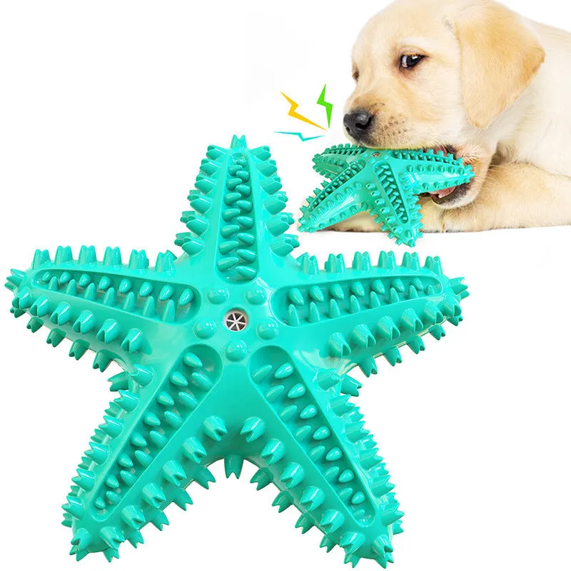 Sea Star Shaped Dog Toothbrush Sound Pet Teeth Grinding Toy