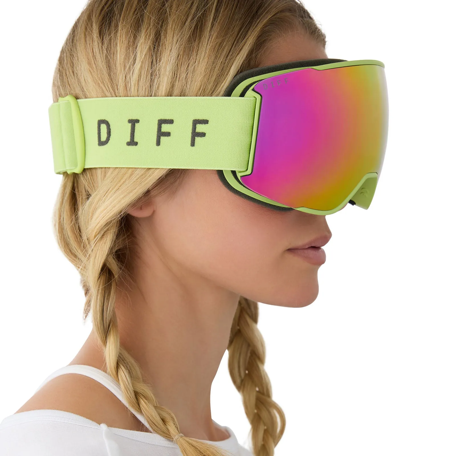 SNOW GOGGLES - ALPINE   LIME GREEN   HOT PINK MIRROR   POLARIZED GOGGLES & FREE GLACIER GREY LENS