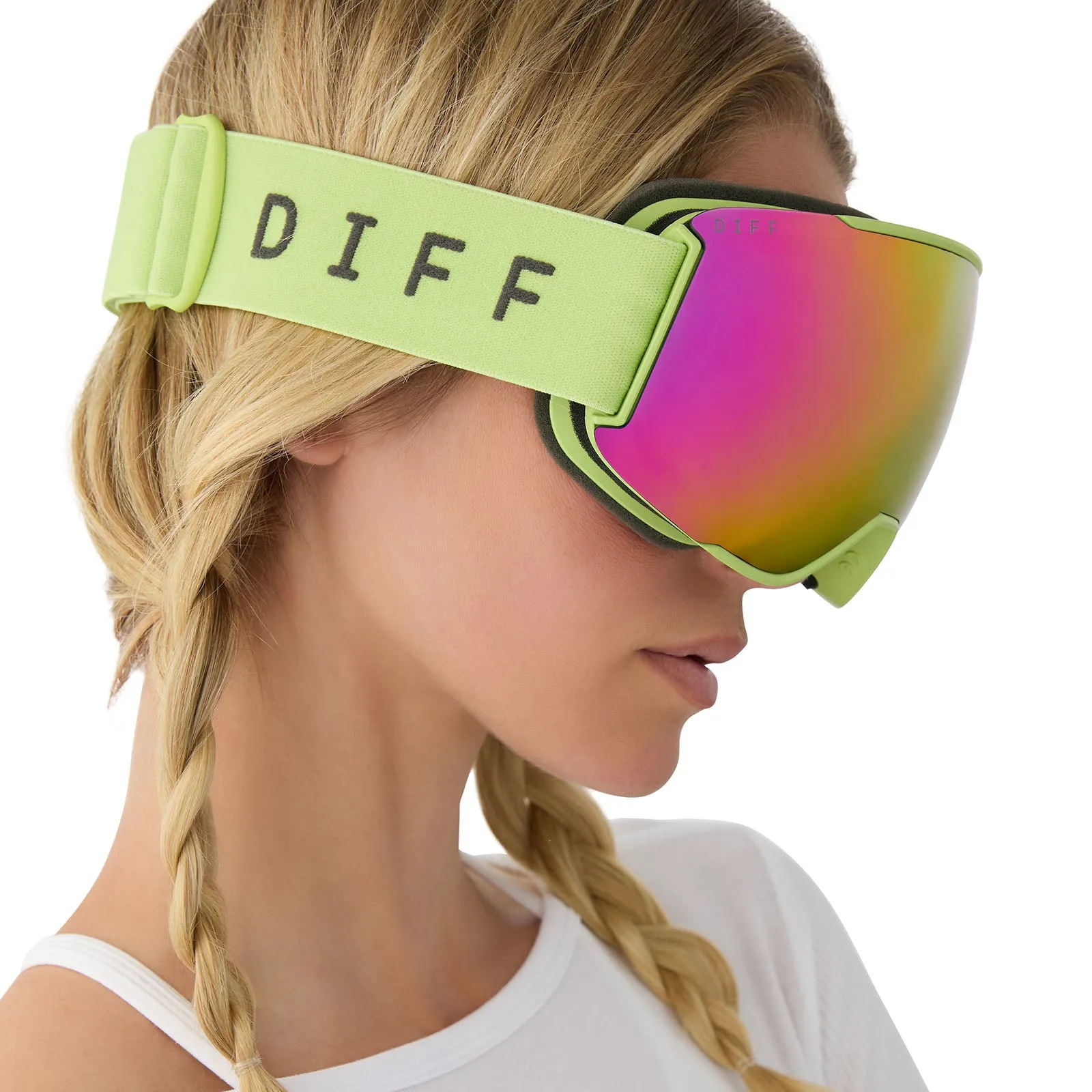 SNOW GOGGLES - ALPINE   LIME GREEN   HOT PINK MIRROR   POLARIZED GOGGLES & FREE GLACIER GREY LENS