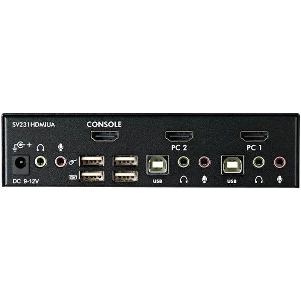 Startech.Com 2 Port Usb Hdmi Kvm Switch With Audio And Usb 2.0 Hub - 1080P (1920 X 1200), Hotkey Support - Dual Port Key