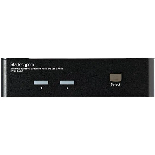 Startech.Com 2 Port Usb Hdmi Kvm Switch With Audio And Usb 2.0 Hub - 1080P (1920 X 1200), Hotkey Support - Dual Port Key