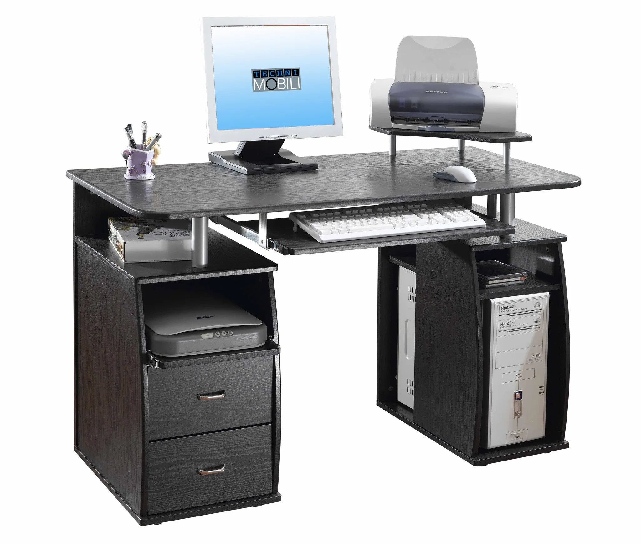 Techni Mobili Dual Pedestal Computer Desk in Different Colors