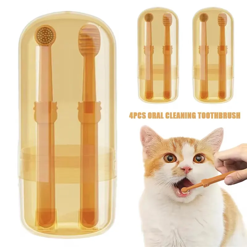 Teeth Whitening Dog Cat Silicone Soft Toothbrush Oral Care Puppy Toothbrush Toothpaste Pet Kit Teeth Cleaning Pet Supplies