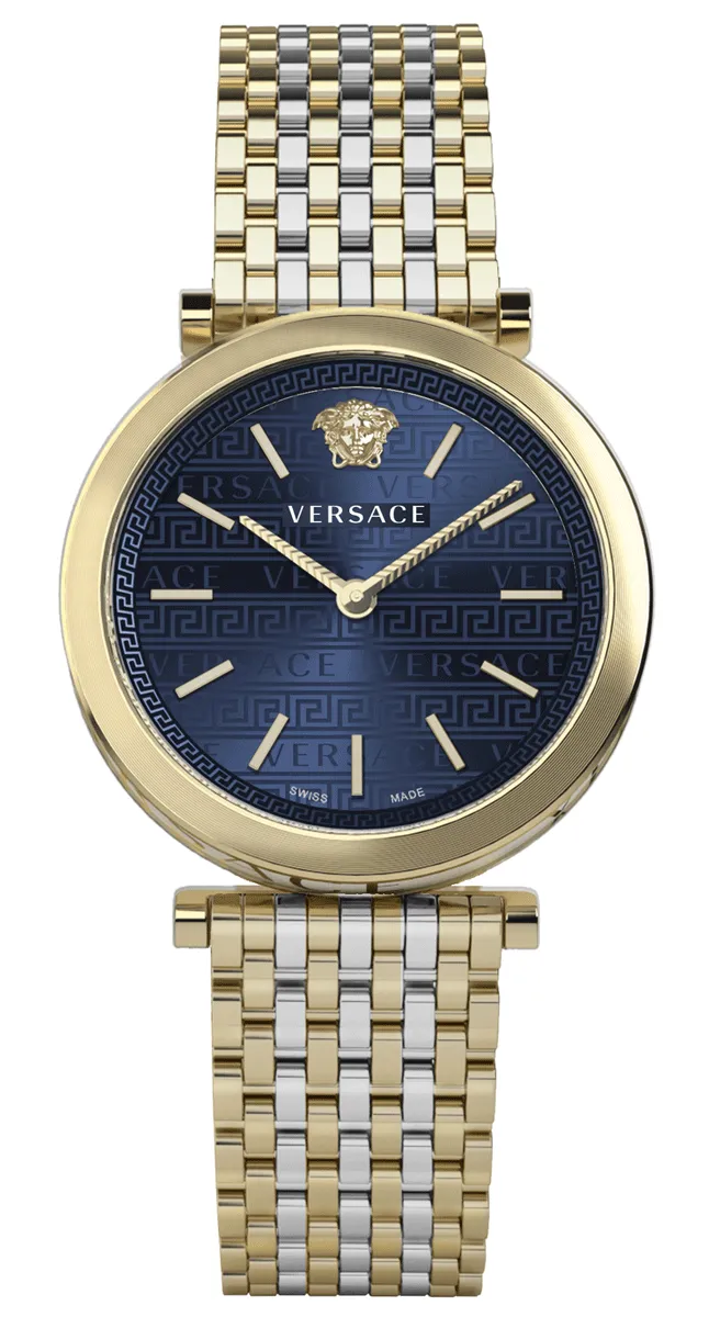 Versace Ladies Watch V-Twist 36mm Blue Two-Tone Bracelet VELS01319