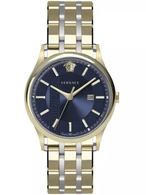 Versace Men's Watch Aiakos 44mm Blue Gold Bracelet VE4A00720