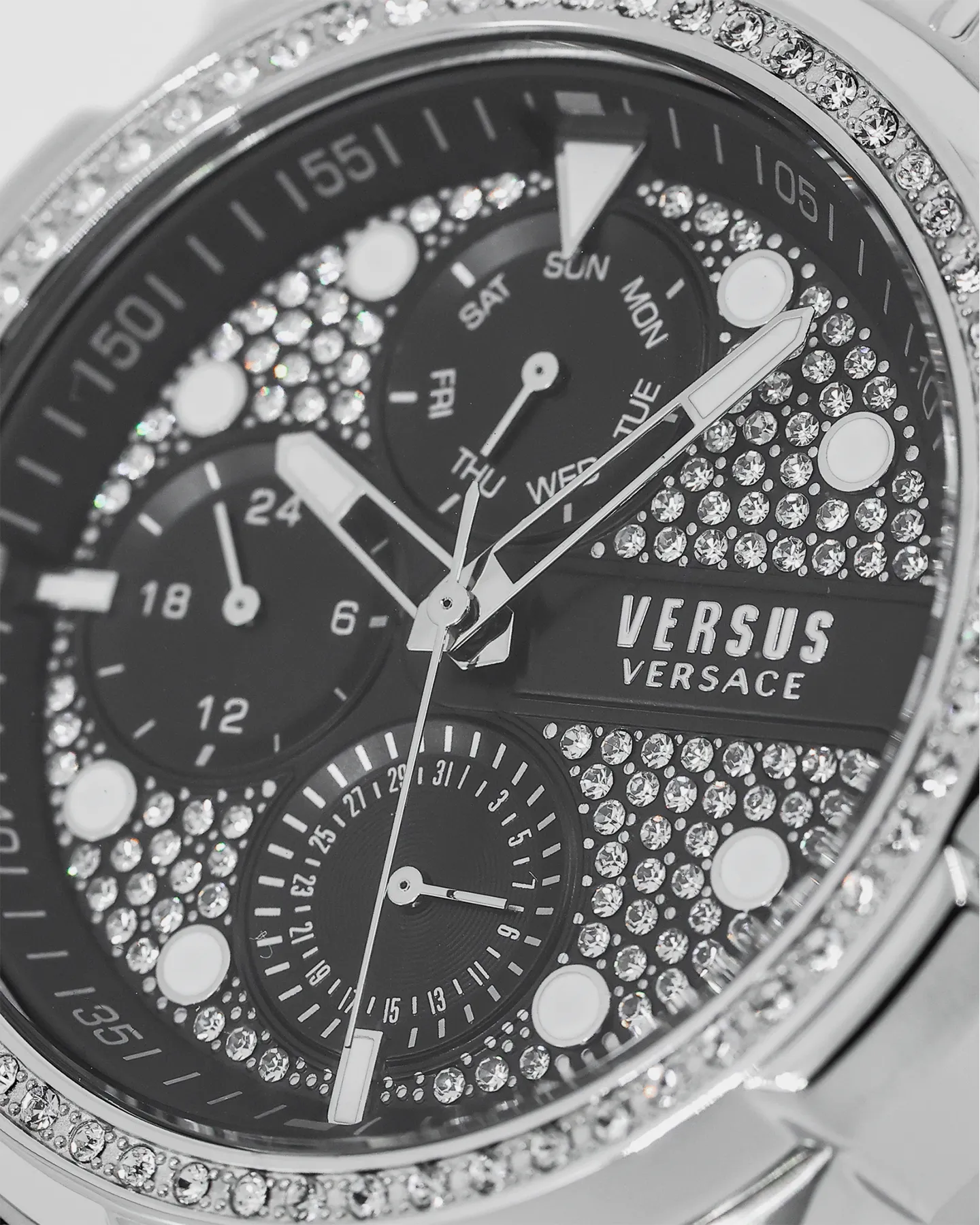 Versus Versace 6eme Arrondissement Crystal Set Stainless Steel Watch Stainless Steel