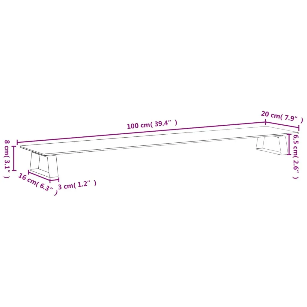 vidaXL Monitor Stand Black 100x20x8 cm Tempered Glass and Metal