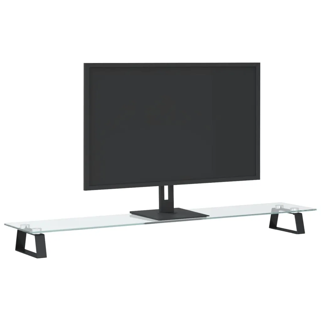 vidaXL Monitor Stand Black 100x20x8 cm Tempered Glass and Metal