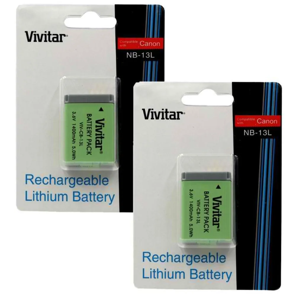 VIVITAR VIV-QCB-217 Battery Charger   Two VIVITAR NB-13L Replacement Battery for Canon NB-13L Battery Bundle for Canon G5 X, G7 X, G7 X Mark II, SX720 HS