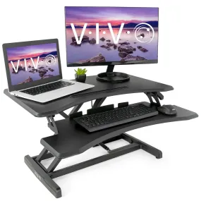 VIVO Black 33" Height Adjustable Standing Desk Monitor Riser, DESK-V000N