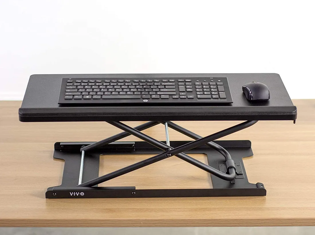 VIVO Black Single Top 27 inch Heavy-Duty Scissors Lift Keyboard and Mouse Riser, Designed for Ergonomic Sit Stand Workstations, DESK-V000P