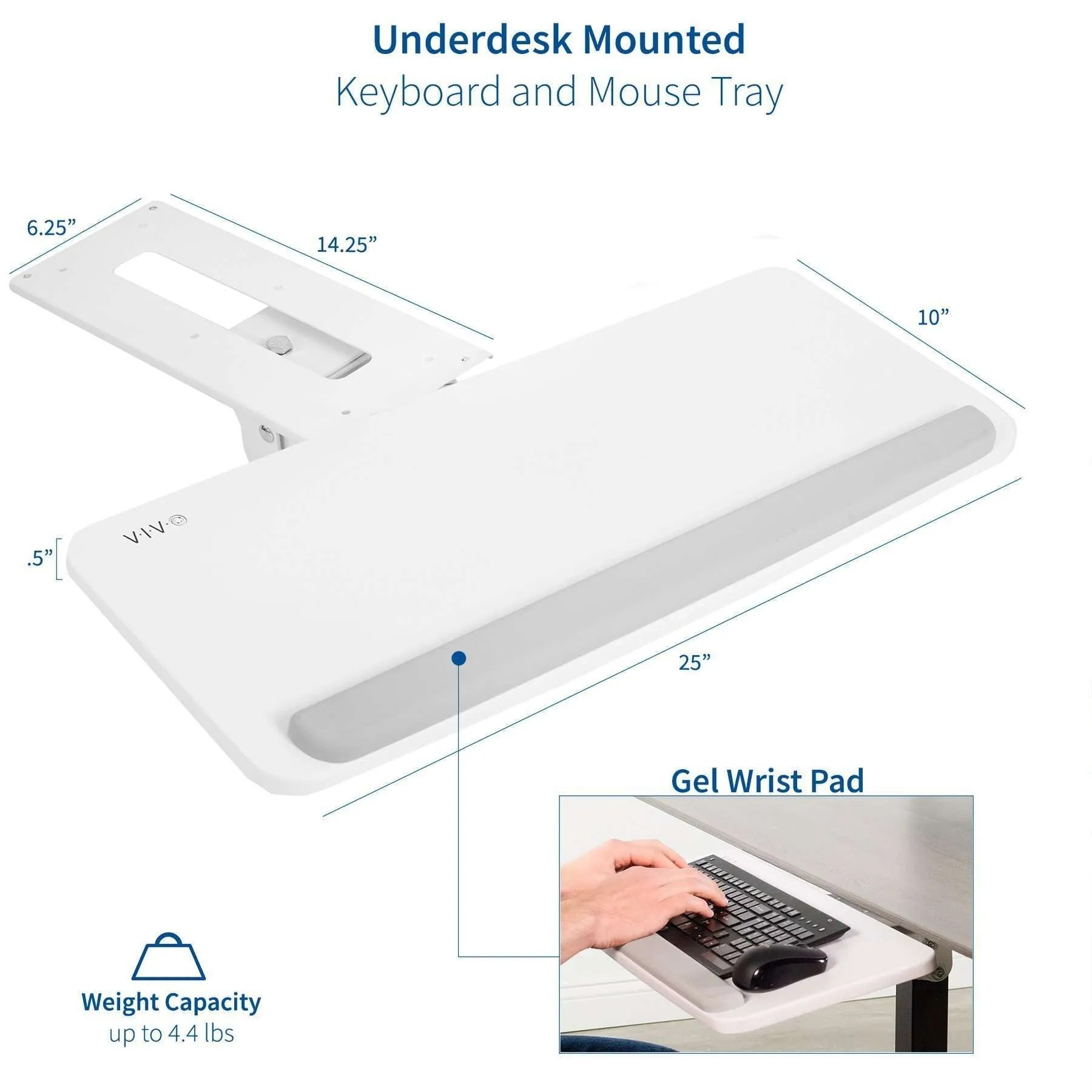 VIVO Under-Desk Ergonomic Adjustable Keyboard, MOUNT-KB03B/KB03W