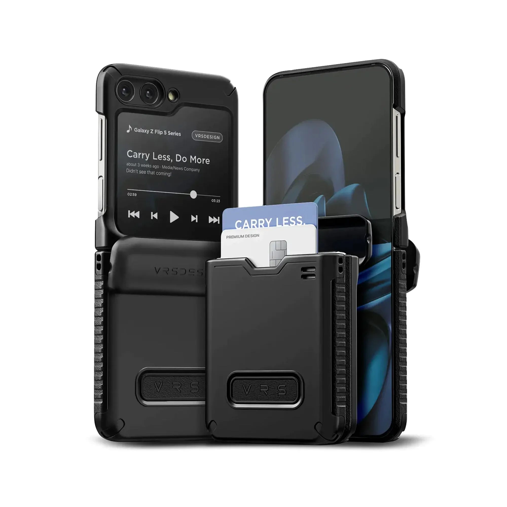 VRS Design Terra Guard Active Go for Samsung Galaxy Z Flip 5 - Case with Wallet Storage - Matte Black