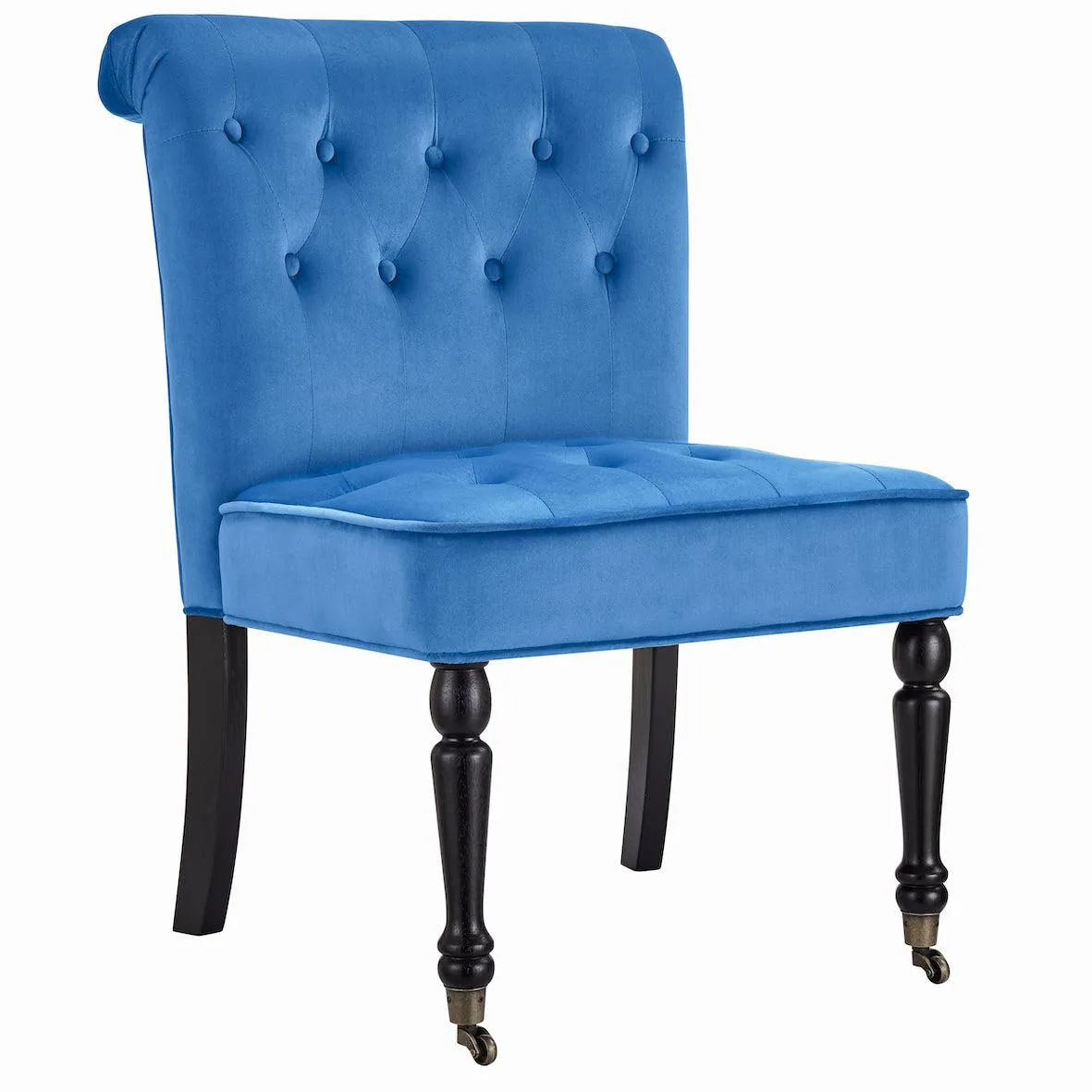 Winston Velvet Accent Chair On Wheels Royal Blue