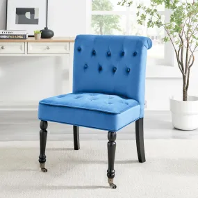 Winston Velvet Accent Chair On Wheels Royal Blue