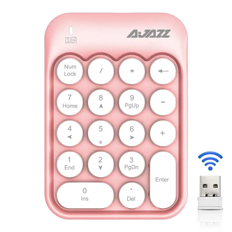 Wireless Digital Keyboard 18 Keys With 2.4G Mini Portable Silent Digital Pad USB Receiver Financial Accounting Keyboard Extension For Notebook PC Desktop PC Pro