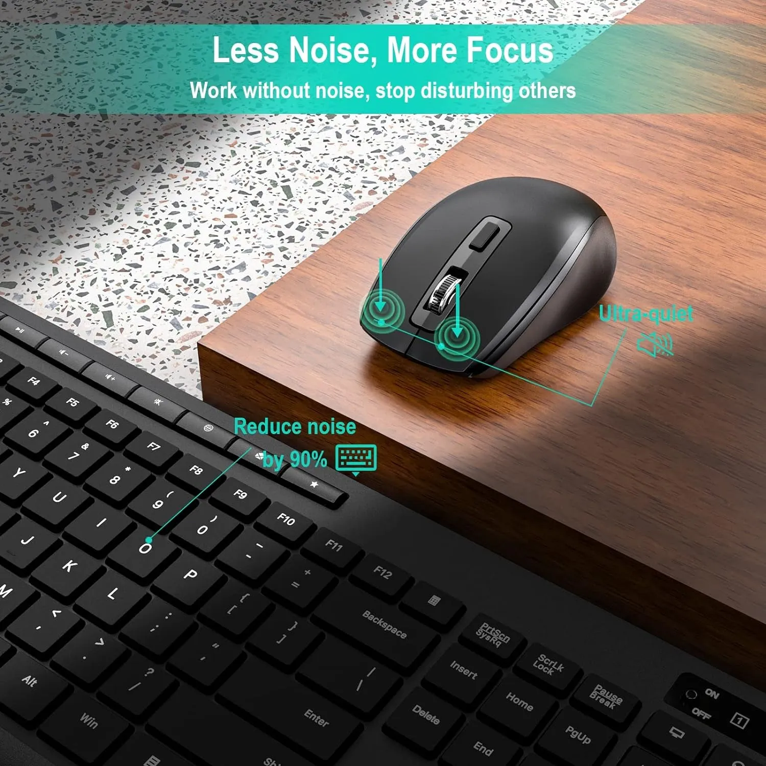 Wireless Keyboard and Mouse Combo,Earlylit 2.4G Full-Sized Ergonomic Keyboard Mouse,3 DPI Adjustable Cordless USB Mouse and Keyboard,12 Shortcut Keys and Quiet Click for Computer/Laptop/Windows/Mac