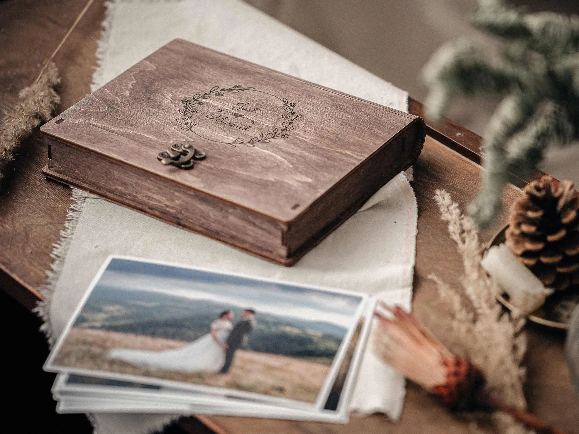 Wood Print Box Wedding Box for Photos Gifts for Clients