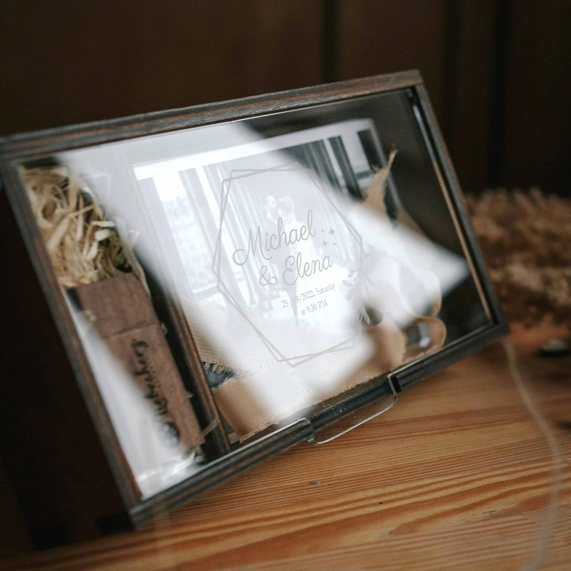 Wooden Photo Box with Acrylic Lid for Prints Packaging