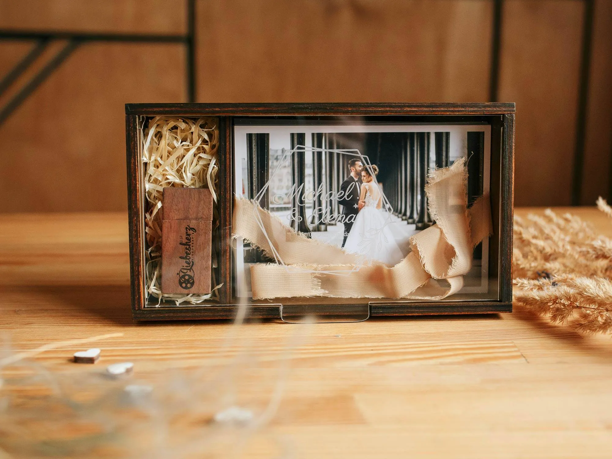 Wooden Photo Box with Acrylic Lid for Prints Packaging